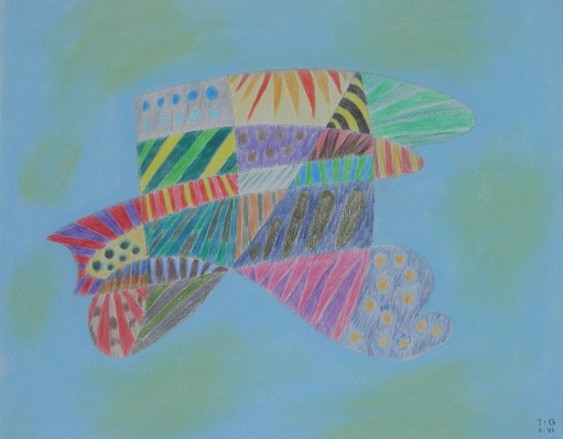 Toile ZOO réalisation de Sylvie Thibault peinture gouache, pastel sec sur papier